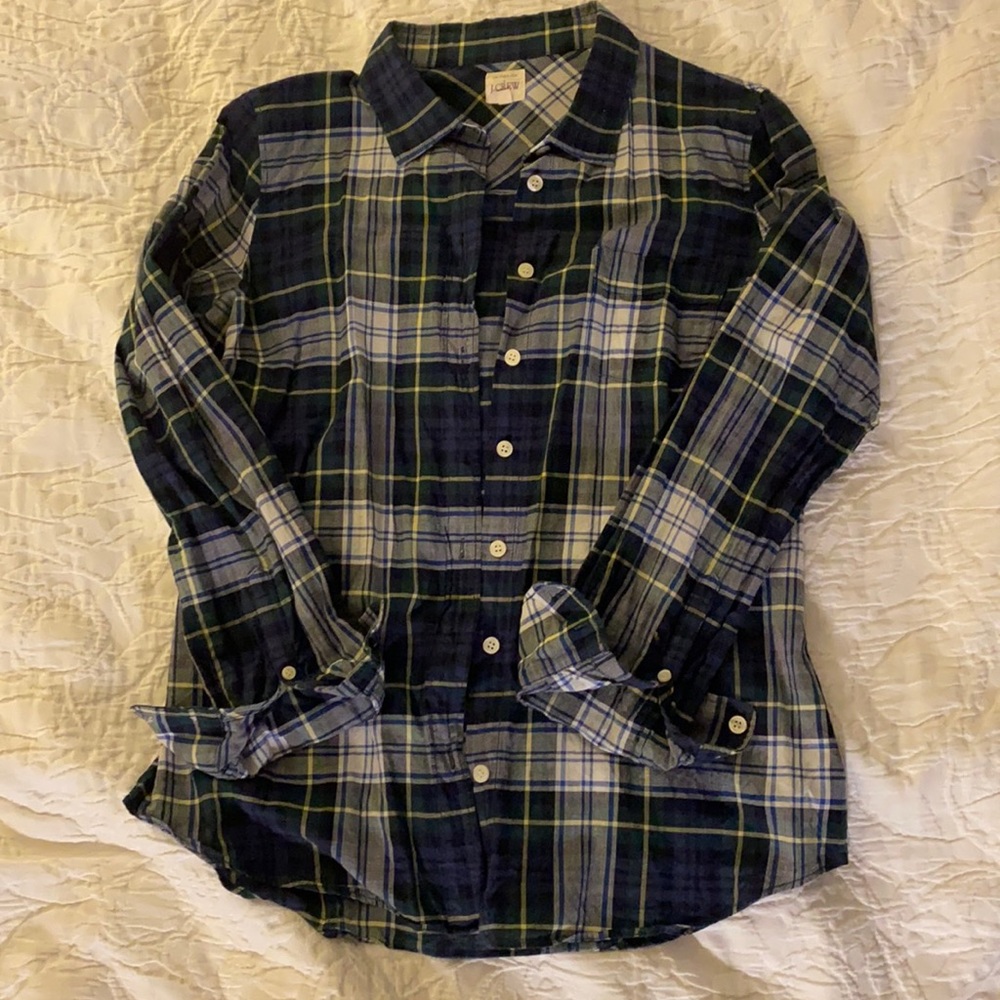 J.CREW Factory plaid collared shirt; Size Small; GUC